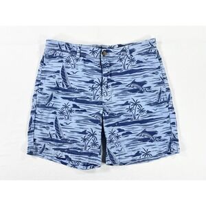 Vineyard Vines Breaker Chino Shorts Tropical Sail Boat Fish Blue Print Men's 33